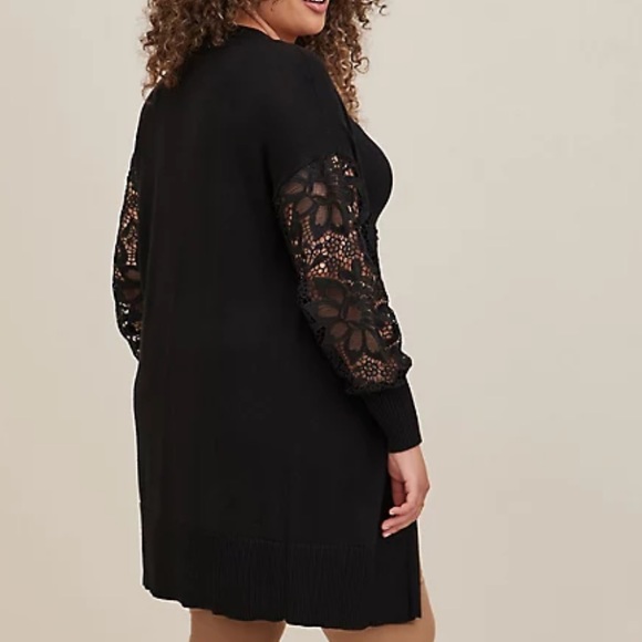 Torrid Black Eyelet Lace Balloon Sleeve Cardigan Sweater 2X EUC - Picture 4 of 7